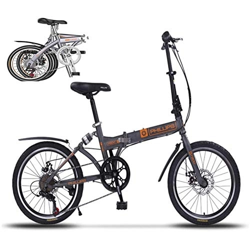 Bici pieghevoli : DRAGDS Folding Bike 20 Pollici, 7-Speed ​​Ciclismo Commuter Pieghevole Della Bicicletta a Studente Di Scuola Secondaria, Leero Acciaio Al Carbonio Pieghevole per Adulti Della Bicicletta per Gli Sport E