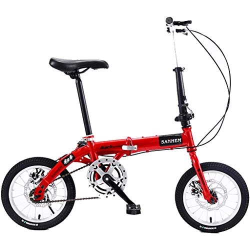 Bici pieghevoli : Duschkopf Bicicletta elettrica Pieghevole Bicicletta Pieghevole Portatile leggero-14inch Ruote Adulti Bambini Donne e Uomo di Sport Esterni della Bicicletta, Single Speed (Color : Red)