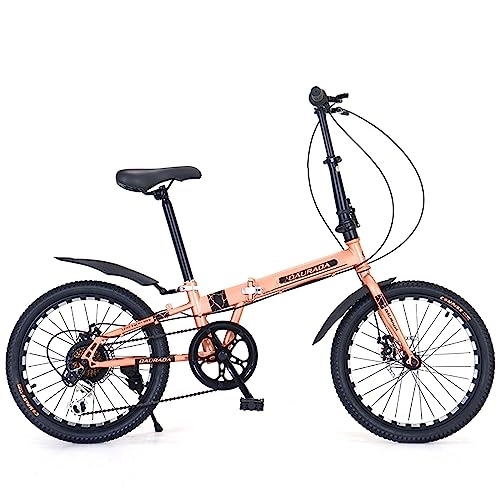 Bici pieghevoli : Dxcaicc Bicicletta portatile, Bicicletta pieghevole con 6 velocità, telaio in acciaio al carbonio da 20 pollici, bicicletta portatile per adulti, bicicletta da città, Giallo
