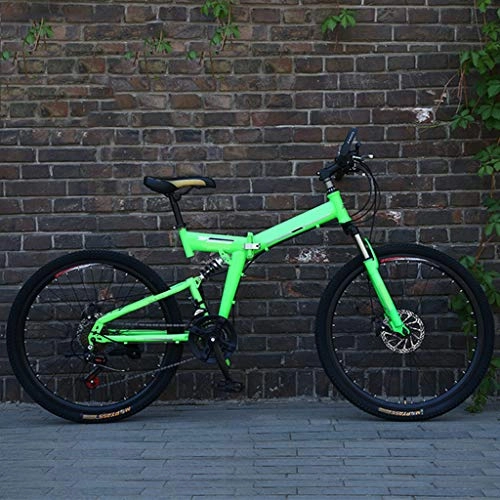 Bici pieghevoli : Feiteng Mens Mountain Bike Bike 24 / 26 Pollici 21 velocità Pieghevole Verde Ciclo con Freni a Disco, 24 inch