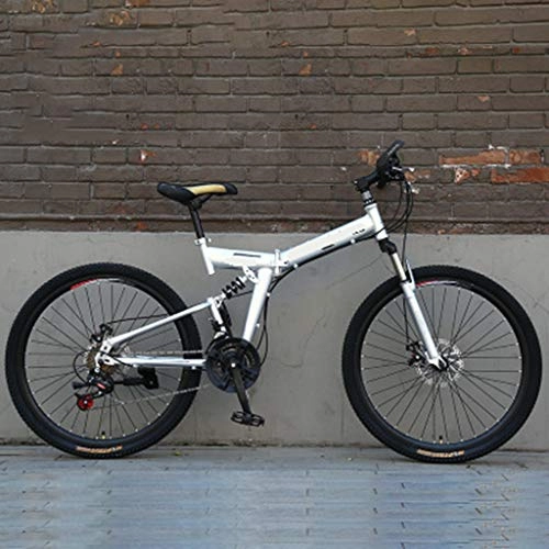 Bici pieghevoli : Feiteng Sospensione di Montagna Adulti della Bici di Sport Alluminio Pieno, 24-26-pollici Ruote 21 velocità Pieghevole Ciclo con Freni a Disco più Colori, 24 inch