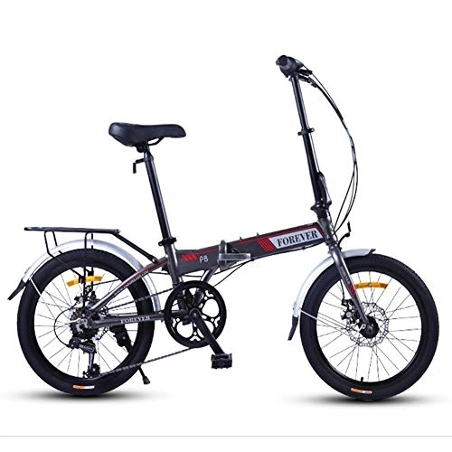 Bici pieghevoli : Folding Bike, Adulti Donne Leggero Pieghevole Bicicletta, 20 Pollici di 7 velocità Mini Moto, Telaio Rinforzato Commuter Bike, Struttura di Alluminio, Arancione FDWFN (Color : Gray)