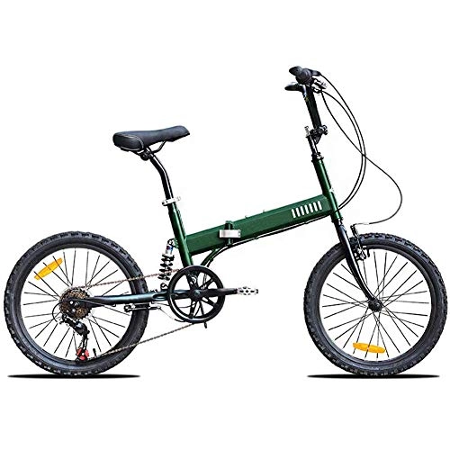 Bici pieghevoli : Folding Bike, Leggero E Alluminio Folding Bike con I Pedali Doppio Freno A Disco Esterna Cargo Bicycle Tour per Adulti Student Bambini, Verde