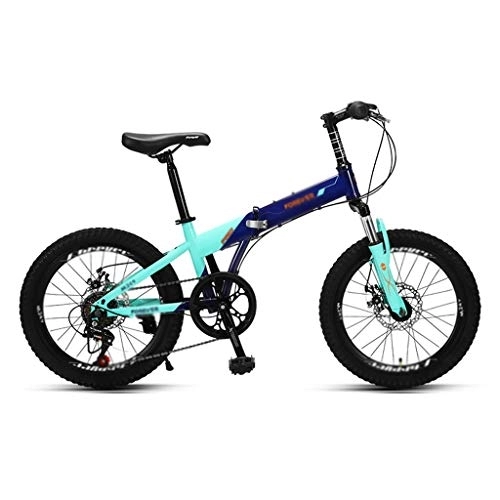 Bici pieghevoli : Folding Bike Pieghevole Bici Pieghevole Bicicletta Alto Tenore Di Carbonio In Acciaio Pieghevole Biciclette A 6 Marce Mountain Bike Gioventù Studentesca Bicicletta ( Color : Blue , Size : 20 inches )