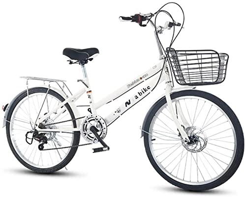 Bici pieghevoli : GaoGaoBei Bicicletta Pieghevole Leggera per Pendolari City Bike 7 velocità Facile da Installare per Adulti Unisex, Bianco 7 velocità, 24inch, Super
