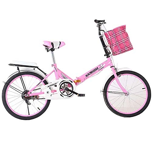 Bici pieghevoli : GFYWZ Bicicletta Pieghevole Leggera per Donna Adulto Adulto velocità Ultra Variabile 16 / 20 Pollici Piccolo Studente Maschio Bicicletta Pieghevole Bicicletta Portabici, Rosa, 20IN