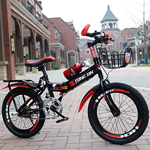 Bici pieghevoli : GMZTT Unisex Bicycle Pieghevole Mountain Bicycle for i Bambini, 18" 20" 22" ad Alta Acciaio al Carbonio Bicicletta Pieghevole con bollitore e Sedile Posteriore & Basket, 6-15 Biciclette Anni e Studio