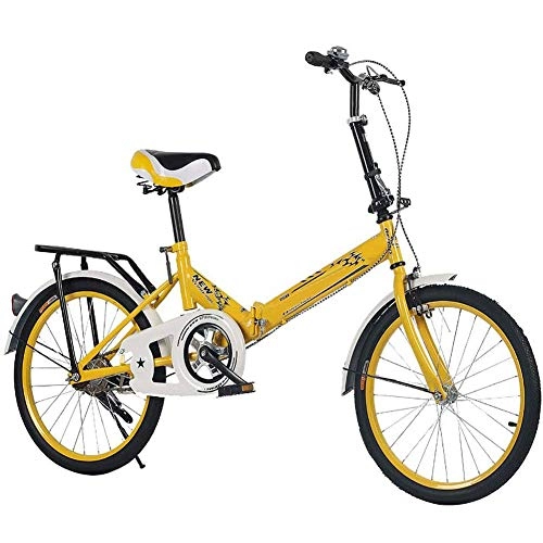 Bici pieghevoli : GOLDEN MANGO 20 Pollici Bicicletta Signora Bicicletta Pieghevole Adulto Bicicletta Bicicletta Alto Tenore di Carbonio Studente Telaio in Acciaio, Giallo, 20 Inches