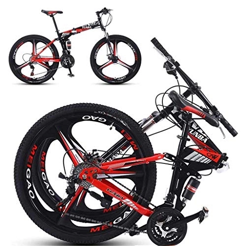 Bici pieghevoli : GUOE-YKGM Bici da Città 26inch Mountain Bike Bicicletta Pieghevole, Stone Mountain 3 Razze 24 / 27-Velocità Adulti Folding Bike Leggero, Gloss Red (Color : Red, Size : 27 Speed)