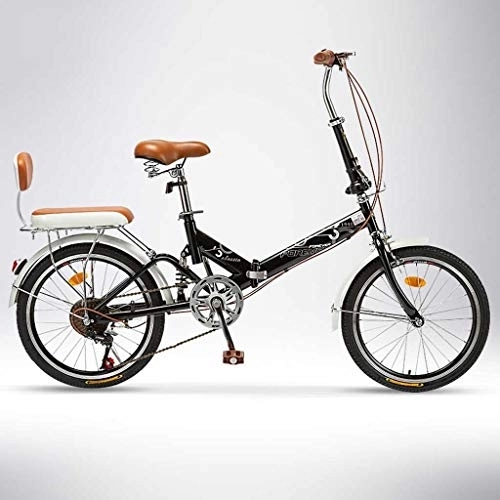 Bici pieghevoli : GUOE-YKGM Bici da Città Leggero Folding Bike 20 Pollici for Gli Adulti, Le Donne, Rack Carry Posteriore, Anteriore E Posteriore Parafanghi, 6 velocità Pieghevole Bicicletta Città