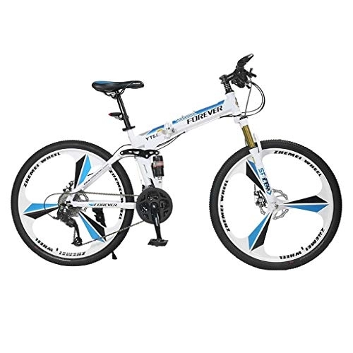 Bici pieghevoli : GUOE-YKGM Bici da Città Mens Mountain Bike, 17-inch / Medium Acciaio Ad Alta Resistenza Telaio, 24 velocità, da 26 Pollici Ruote Bicicletta Pieghevole (Color : White)