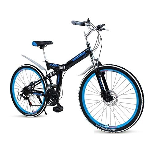 Bici pieghevoli : GUOE-YKGM Bicicletta, Bici Citta' Folding Bike for Adulti Uomini E Le Donne 24 / 26inch Mountain Bike 21 velocità Leggero Pieghevole Città Biciclette (Color : Black, Size : 26inch)