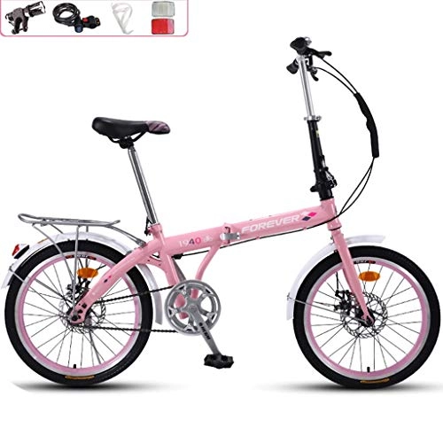 Bici pieghevoli : GWM Portable Bicicletta pieghevole-50cm Rotella Figli Adulti Città Commuter Biciclette, Single Speed (Color : Pink)