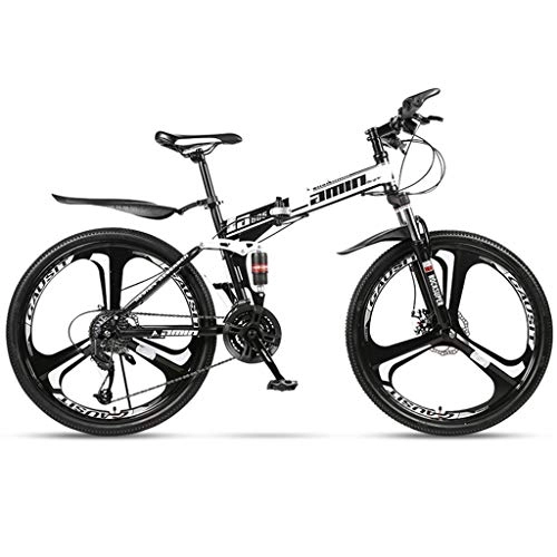 Bici pieghevoli : GWM Variabile Folding Bike-24 Pollici Speed ​​Wheel Mountain Bike Doppio Assorbimento di Scossa Uomo Donne Sistema Città Commuter Biciclette (Color : White, Size : 24 Speeds)