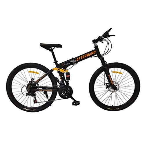 Bici pieghevoli : GXQZCL-1 Bicicletta Mountainbike, 26inch Folding Mountain Bike, 21 velocit, Acciaio al Carbonio Telaio Hardtail Biciclette, Doppio Freno a Disco e Dual Suspension MTB Bike