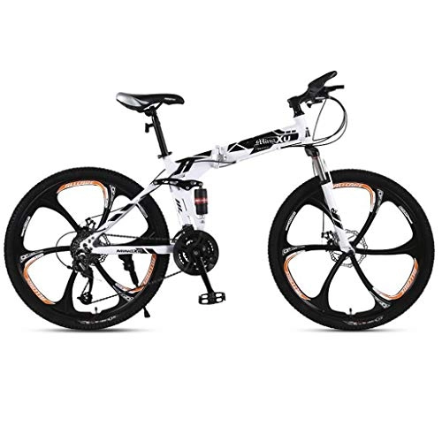 Bici pieghevoli : GXQZCL-1 Bicicletta Mountainbike, 26inch Mountain Bike, Biciclette Pieghevoli Hardtail, Full Suspension e Dual Freno a Disco, Acciaio al Carbonio Telaio MTB Bike (Color : Black, Size : 27-Speed)