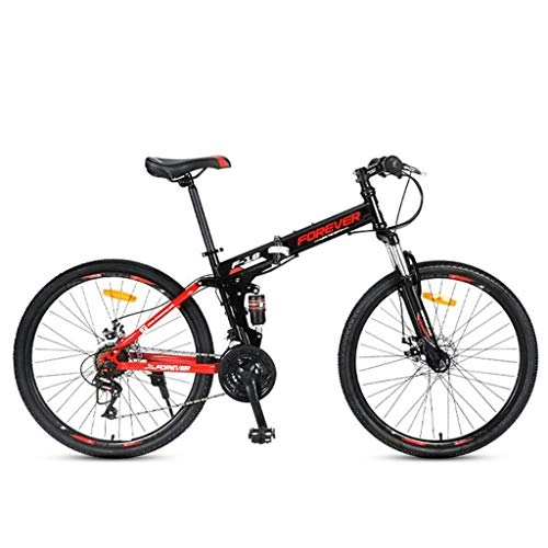 Bici pieghevoli : GXQZCL-1 Bicicletta Mountainbike, 26inch Mountain Bike, Biciclette Pieghevoli, Sospensione Fulll e Dual Freno a Disco, Acciaio al Carbonio Telaio, 24 velocit MTB Bike (Color : Black)