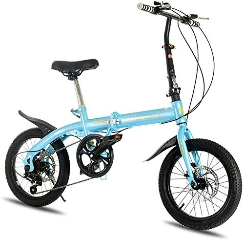 Bici pieghevoli : Gyj&mmm Bicicletta Pieghevole Unisex, Bici Pieghevole Ultraleggera, Bici a Pedale Pieghevole Urbana, Lega di Alluminio, Manubrio e Sedile Regolabili, Freno a Disco 125 * 97 cm, Blu