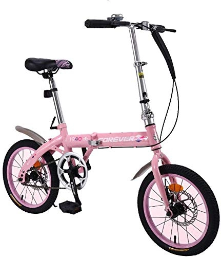 Bici pieghevoli : Gyj&mmm Ruota per Bambini da 20 Pollici Bicicletta, Bici Pieghevole, Telaio in Acciaio al Carbonio Doppio Freno a Disco Ultra Leggero con Cambio Portatile per Studenti Maschi e Femmine Adulti, Rosa