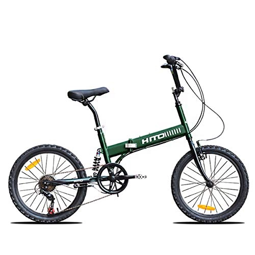 Bici pieghevoli : GYNFJK - Bicicletta Pieghevole da 50, 8 cm, per Uomo e Donna, Leggera, Portatile, Facile da riporre, Telaio Pieghevole Green
