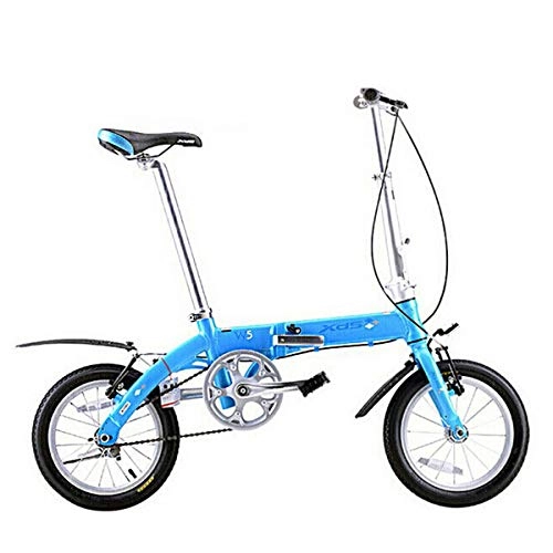 Bici pieghevoli : GYNFJK Biciclette Pieghevoli in Lega Leggera di Alluminio Portatile della Bici dello Scooter Mini Bicicletta Unisex Strada sicura e Durevole, Blue