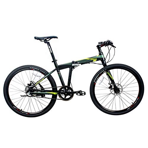 Bici pieghevoli : GYNFJK Leggero Folding Bike in Lega di Alluminio da 26 Pollici Bicicletta Freno a Disco per Mountain Bike Spostamento Portatili Biciclette Unisex stradali, blackyellow