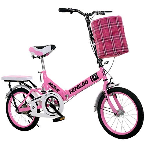 Bici pieghevoli : HAO YU - Bicicletta pieghevole con cestini, 40, 6 cm, unisex, pieghevole, rosa