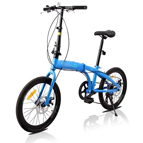 Bici pieghevoli : HESND Zxc - Bicicletta pieghevole per adulti da 20 pollici, in acciaio ad alto tenore di carbonio a 7 velocità, ammortizzante per adulti, maschi, donne, studenti, sport all'aria aperta (colore: blu)