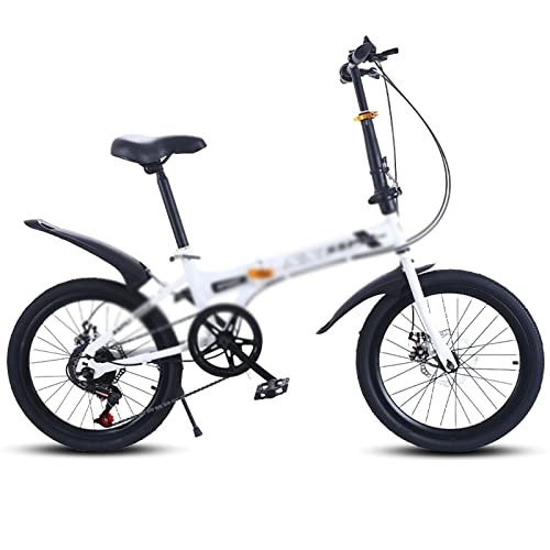 Bici pieghevoli : HESND Zxc Biciclette per adulti Bicicletta pieghevole 20'' 7 velocità freno a disco portatile luce ciclismo urbano portatile ciclismo pendolarismo viaggio sport bici pieghevole (colore: bianco,