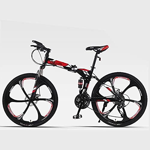 Bici pieghevoli : Hmvlw Bicicletta portatile Piccola bici pieghevole da montagna può mettere il tronco 24 / 26 pollici 6 ruote da coltello 27 velocità doppia assorbimento d'urti piccola bike pieghevole per uomini e donne