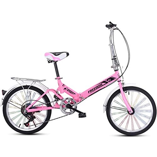 Bici pieghevoli : Hmvlw Mountain Bikes 20 Pollici in Lega Leggera Bicicletta Pieghevole Città Commuter Variable Speed ​​Bike, con la Ruota Colorata, 13kg - 20AF06B (Color : Pink)