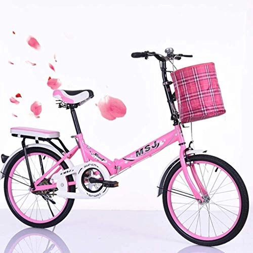 Bici pieghevoli : HongLianRiven BMX Bicicletta Pieghevole, 20 Pollici Folding Bike Alto tenore di Carbonio Telaio in Acciaio Classe Ultra Luce Portatile Citt Biciclette 4 Colori 7-14 (Color : Pink)