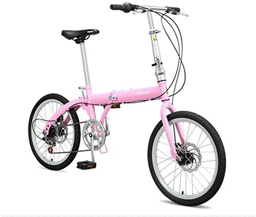 Bici pieghevoli : HongLianRiven BMX Bicicletta Pieghevole, 20 Pollici Ruote Bicicletta Pieghevole Bici for Adulti Ultralight Portable Bike Youth Student Bicicletta 7-14 (Color : Pink)