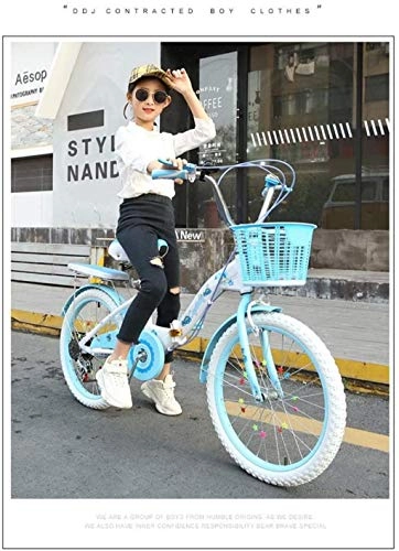 Bici pieghevoli : HongLianRiven BMX Bicicletta Pieghevole, 22 Pollici Bambini Bicicletta Pieghevole Leggero Commuter City Caravan Variable Speed Bike 7-14 (Color : Blue)