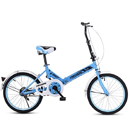 Bici pieghevoli : HSBAIS Folding Bike, con V Freno Resistente all'Usura degli Pneumatici Compact Biciclette comodità Posto a Sedere Heavy Duty 300 lb Grande per Adulti, Blue_155x94x67cm