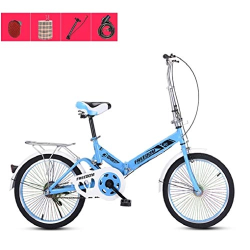 Bici pieghevoli : HSBAIS Folding Bike per Adulti, Leggero con V Brake Compact Biciclette comodità Posto a Sedere, Heavy Duty 330lb Grande per Urban Riding, Blue_155x94x67cm