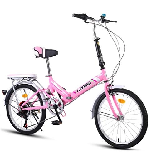 Bici pieghevoli : HSBAIS Folding Bike per Adulti, Leggero con V Freno compatta Biciclette con 6 Costi deragliatore comodità Posto a Sedere Grande per Urban Riding e Il pendolarismo, Pink_155x68x94cm