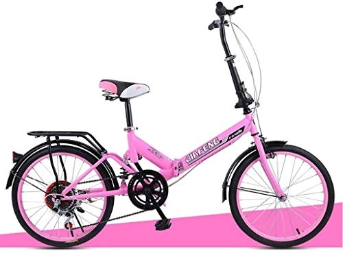 Bici pieghevoli : IMBM 20 Pollici Bicicletta Pieghevole for Bambini Ultra Luce Portatile Uomini e Donne Adulti Ammortizzatore Bicicletta pendolarismo in Bicicletta Lightweight Bike (Color : Pink)