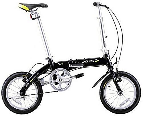 Bici pieghevoli : IMBM Unisex Folding Bike, da 14 Pollici Mini Single-velocità Urbana Commuter Biciclette, Pieghevole Compatto Bicicletta con parafanghi Anteriore e Posteriore (Color : Black)