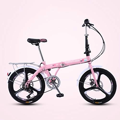 Bici pieghevoli : Jbshop Bici Pieghevoli Pieghevole Bicicletta Ultra Light variabile Portatile velocità Piccoli Ruota di Bicicletta -20 inch Wheels Bike Pieghevole (Color : Pink)
