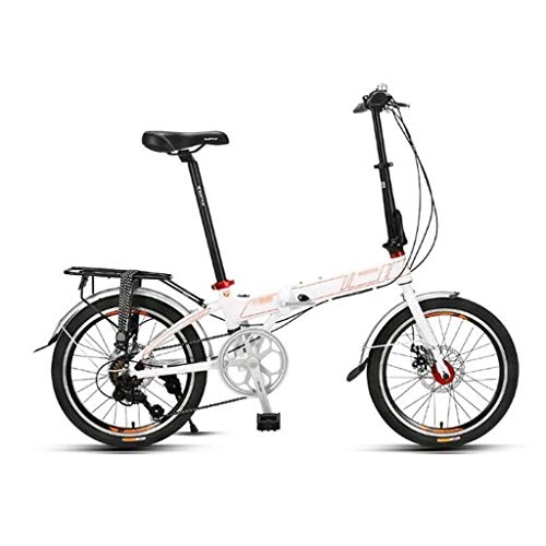 Bici pieghevoli : JHEY Bicicletta Pieghevole 20 Pollici in Lega di Alluminio variabile Student Portable Bike Comfort Speed ​​Wheel Folding Bike Uomo Donna (Color : White)