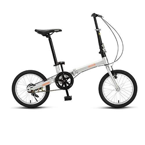 Bici pieghevoli : JHEY in Alluminio T-Handle Bike Uomini e Donne Ultralight Portatile Pieghevole Biciclette Antiurto e Resistente all'Usura (Color : White)