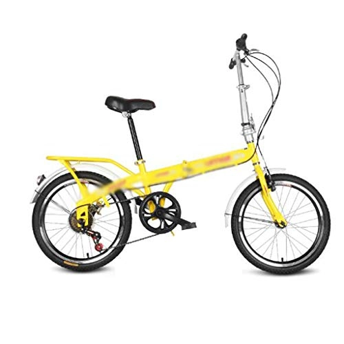 Bici pieghevoli : JHEY Ispessita Rim Portatile Pieghevole Bicicletta variabile Ultra Light ad Alta velocità in Acciaio al Carbonio Bici Antiscivolo Pneumatici (Color : Yellow, Dimensione : 6 Speed)