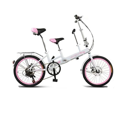 Bici pieghevoli : JHEY Pieghevole a velocità variabile Biciclette Disco Cintura di Sicurezza Freno Genitore-Figlio Antiurto e Resistente Bike Wear (Color : White, Dimensione : 7 Speed)