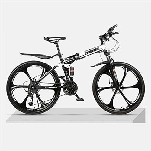 Bici pieghevoli : JHKGY Mountain Bike, Mountain Pieghevole Bike per Uomini E Donne Adulti, Bicicletta da Fuoristrada Pieghevole con Ingranaggi A 6 Razze, Bianca, 26 inch 27 Speed