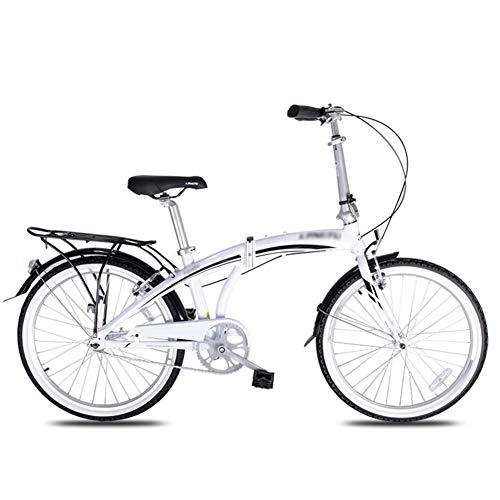 Bici pieghevoli : JHNEA 24 Pollici Bicicletta Pieghevole, Telaio in Lega Pieghevole Bici con Sella Comfort Cremagliera e Mudgard Unisex Adulto, White