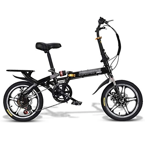 Bici pieghevoli : JHNEA Bicicletta Pieghevole, 20 Pollici 7 velocità Telaio in Acciaio al Carbonio Pieghevole Bici con Cremagliera Sella Comfort e Mudgard Unisex Adulto, Black-C