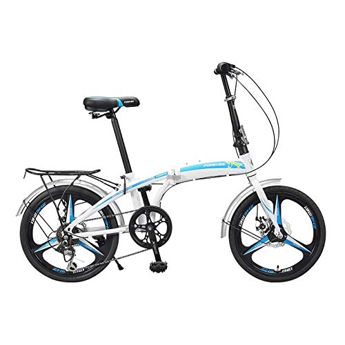 Bici pieghevoli : Jinan 20 Pollici Folding Bike Una Ruota di Bicicletta 7 Uomini e Le Donne di velocit Studenti Adulti Giovent Bianco Bicicletta Rosso / Bianco Blu (Color : White Blue, Size : 20 inch)