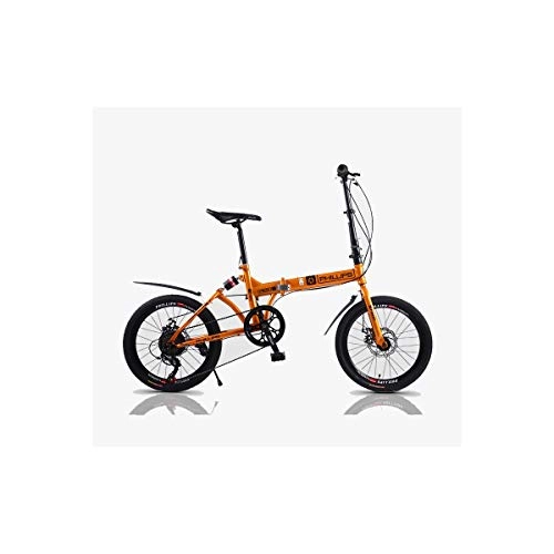 Bici pieghevoli : Jinan Bicicletta Pieghevole Uomini e Donne Adulti velocit della Luce Ultra Piccola Bicicletta 20 Pollici Trasmissione di Shock Portatile (Arancione) (Color : Orange)