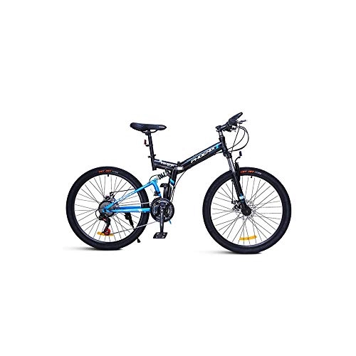 Bici pieghevoli : Jinan Phoenix Auto Pieghevole for Uomini e Donne Doppio Ammortizzatore 24 Freni a Doppio Disco velocit for Adulti for Mountain Bike A3.0 26 Pollici Nero Blu (Color : Black Blue)